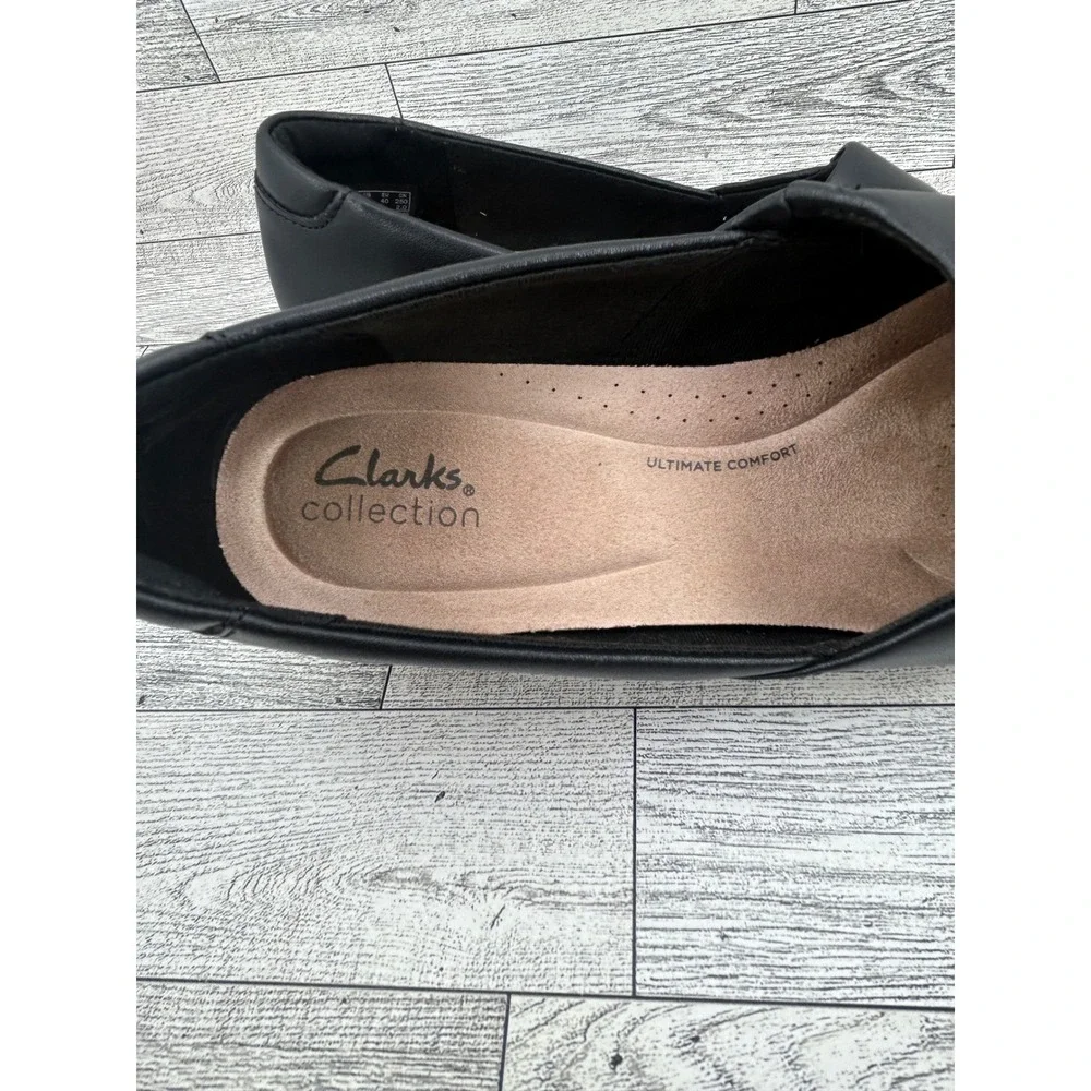 Clarks Collection Black Leather Ultimate Comfort Loafers Flats Women Sz 9W